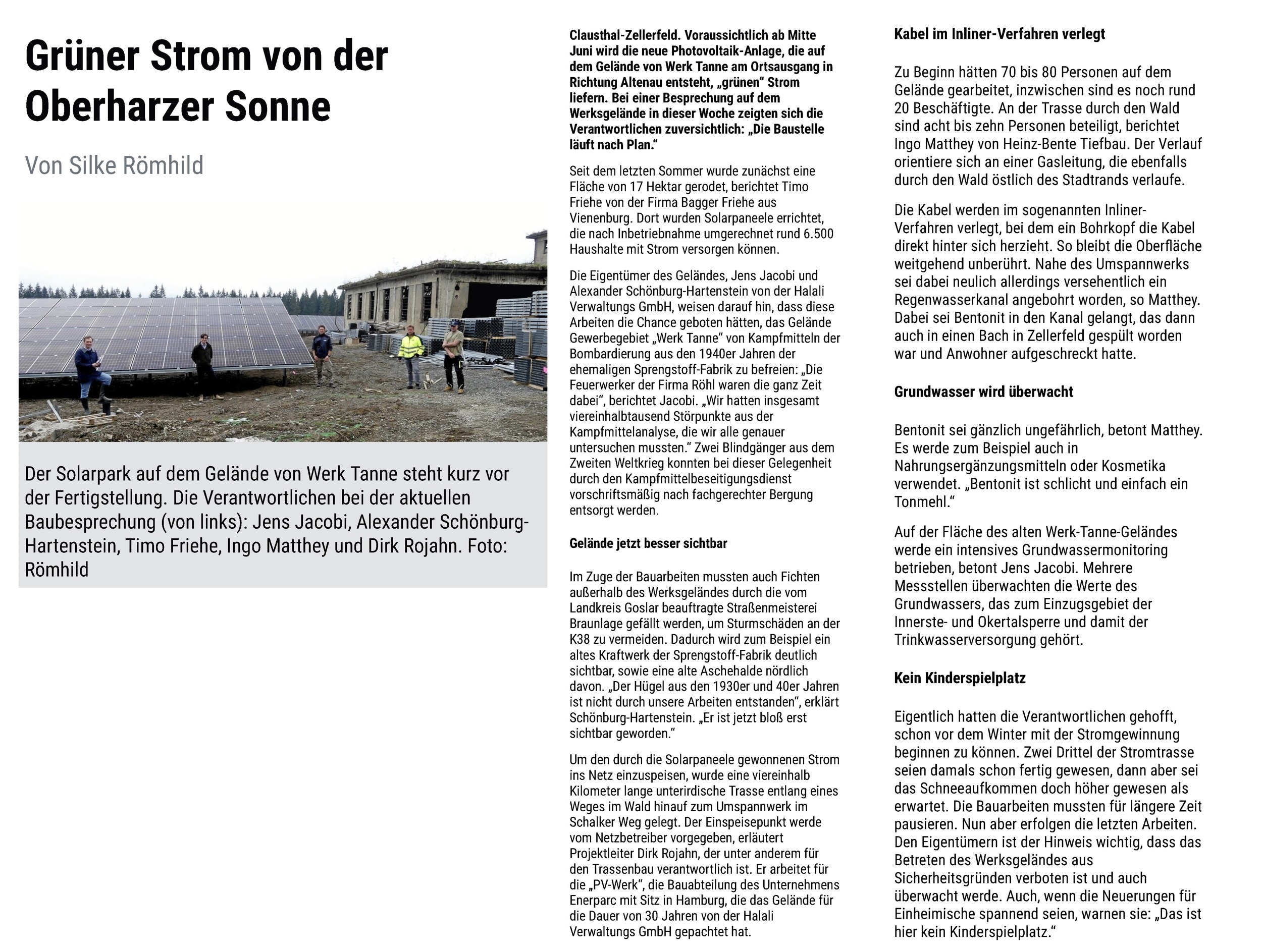 210514 Gruener Strom von der Oberharzer Sonne Oberharz Goslarsche Zeitung